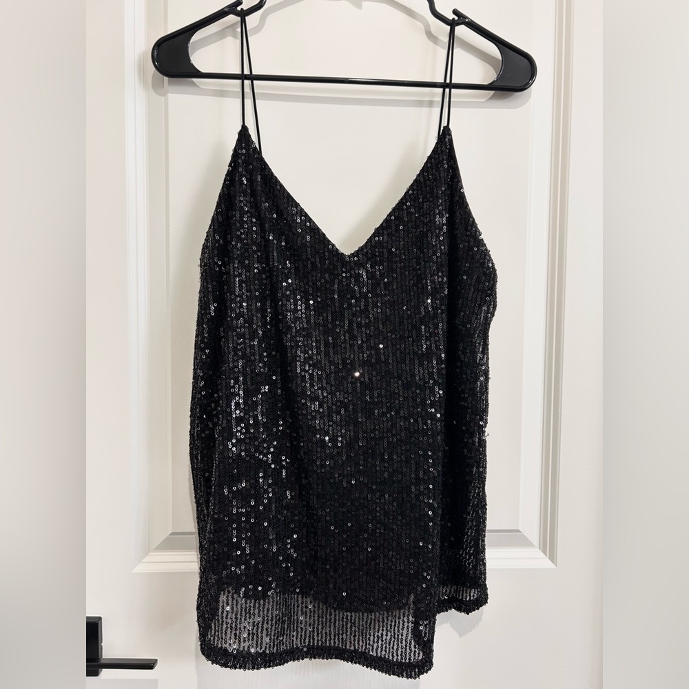Black Sequin Sleeveless Camisole